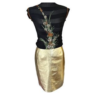 Vintage A line gold genuine leather skirt. Made in Isreal- Size 12